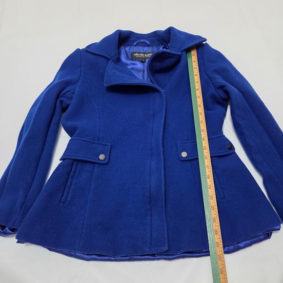KRISTEN BLAKE Vintage Woman's Wool Blue Pea Coat Size Large - Picture 7 of 8